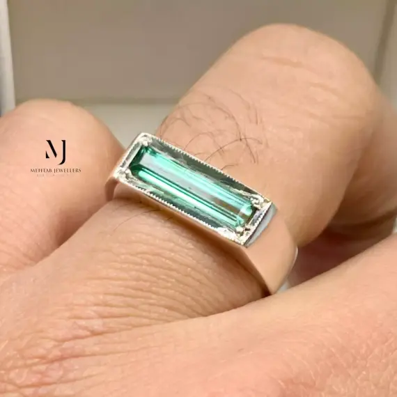 Natural Tourmaline Sterling Silver Handmade Ring - Unisex Tourmaline Ring