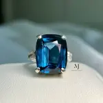 London Blue Natural Topaz Ring - Sterling Silver Handmade Ring - Gift For Her