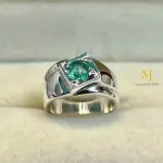 Emerald Band- Natural Emerald Sterling Silver Handmade Band Ring - Unisex Band