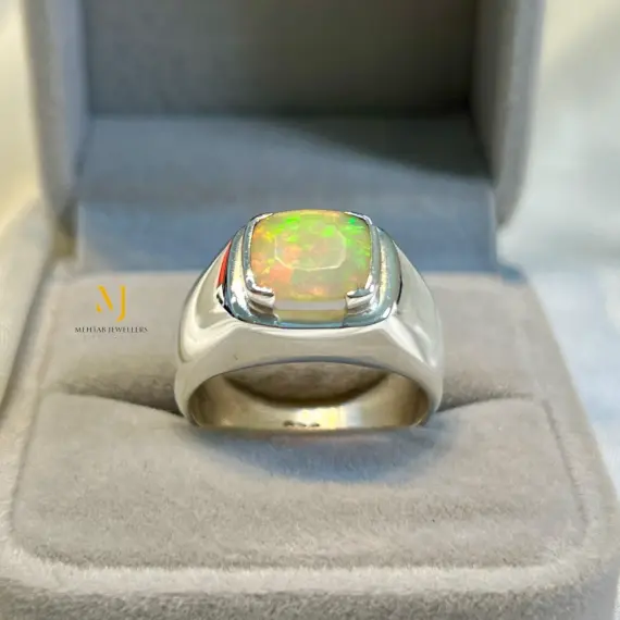Ethiopian Opal Ring in 925 Sterling Silver | Handmade Fire Opal Jewelry