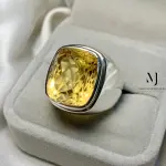 Natural Citrine Sterling Silver Ring • Cushion Cut Handmade Statement Jewelry
