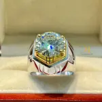 Moissanite Sterling Silver Ring For Men - Moissanite Ring - Special Gift For Him