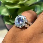 Natural Blue Sapphire Sterling Silver 925 Handmade Hand Engraved Ring