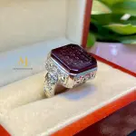 Natural Agate Engraved 999 Islamic Amulet Ring - Sterling silver Handmade Ring
