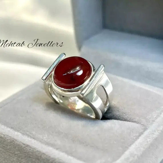 Natural Agate Sterling Silver 925 Handmade Ring - Beautiful Unique Agate Ring