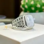 Natural Moonstone Sterling Silver 925 Handmade Hand Engraved Ring For Men - Gift