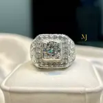 Sterling Silver Moissanite Ring For Men - Sparkling Brilliant Round Moissanite