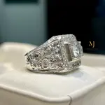 Sterling Silver Moissanite Ring For Men - Sparkling Brilliant Round Moissanite