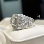 Sterling Silver Moissanite Ring For Men - Sparkling Brilliant Round Moissanite