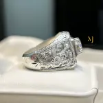 Sterling Silver Moissanite Ring For Men - Sparkling Brilliant Round Moissanite
