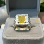 Natural Yellow Sapphire Sterling Silver 925 Handmade Hand-Engraved Ring For Men