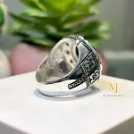 Natural Black Opal Sterling Silver 925 Handmade Hand Engraved Ring For Men Gift