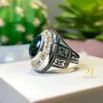 Natural Black Opal Sterling Silver 925 Handmade Hand Engraved Ring For Men Gift