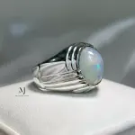 Natural Ethiopian Opal Sterling Silver 925 Handmade Ring For Men - October Gem
