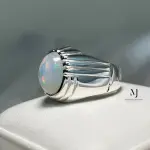 Natural Ethiopian Opal Sterling Silver 925 Handmade Ring For Men - October Gem