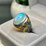 Natural Ethiopian Opal Sterling Silver 925 Handmade Hand Engraved Ring