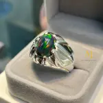 Natural Ethiopian Black Opal Sterling Silver 925 Handmade Ring October Birthstone