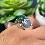 Natural Ethiopian Black Opal Sterling Silver 925 Handmade Ring October Birthstone