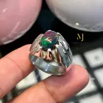 Natural Ethiopian Black Opal Sterling Silver 925 Handmade Ring October Birthstone