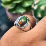 Natural Ethiopian Black Opal Sterling Silver 925 Handmade Ring for Men