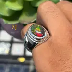 Natural Ethiopian Black Opal Sterling Silver 925 Handmade Ring for Men
