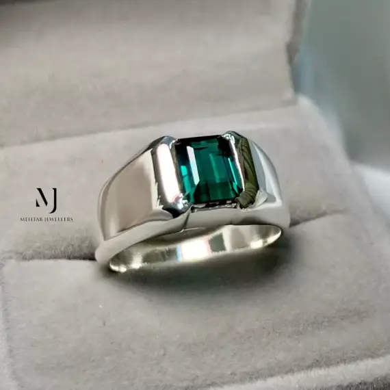 Natural Indicolite Tourmaline Sterling Silver 925 Handmade Ring - Unisex Ring