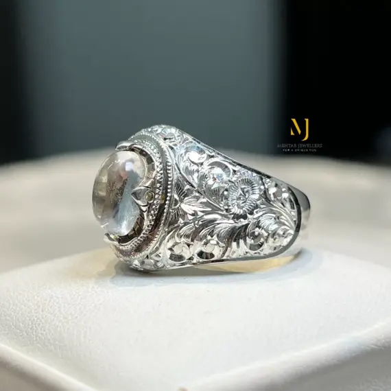 Natural Quartz Ring, Sterling Silver Quartz Handmade Ring For Men, Special Gift