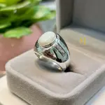 Natural Australian White Opal Sterling Silver 925 Handmade Ring For Men