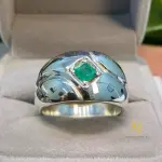 Natural Emerald Sterling Silver Handmade Band - Unisex Emerald Band - Band Ring