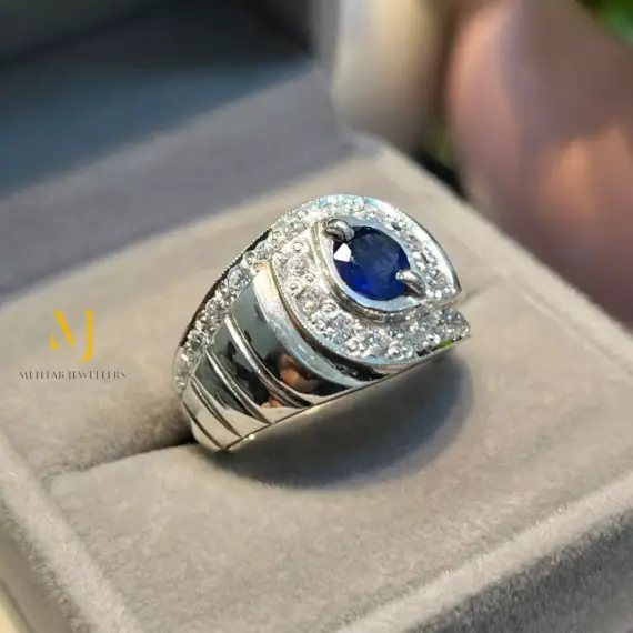 Natural Blue Sapphire Sterling Silver 925 Handmade Ring - September's Birthstone