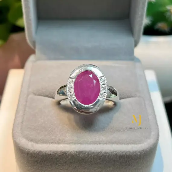 Natural Ruby Sterling Silver 925 Handmade Ring - July's Birthstone - Real Ruby