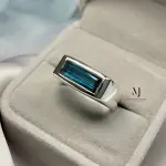 Blue Indicolite Tourmaline Ring - Sterling Silver Handmade Ring - Unisex Ring