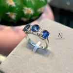 Natural Blue Sapphire Infinity ring for Her, Blue Sapphire Sterling Silver Ring