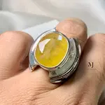 Sapphire Ring - Natural Yellow Sapphire Sterling Silver Ring - HandEngraved Ring