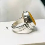 Agate Ring - Natural Yellow Agate Sterling Silver Handmade Ring - Ring For Men