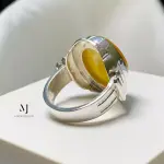 Agate Ring - Natural Yellow Agate Sterling Silver Handmade Ring - Ring For Men