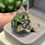 Emerald ring - Natural Emerald Sterling Silver handmade Ring - Unique Ring