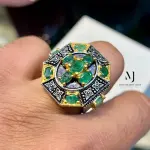 Emerald ring - Natural Emerald Sterling Silver handmade Ring - Unique Ring
