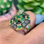 Emerald ring - Natural Emerald Sterling Silver handmade Ring - Unique Ring