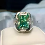 Men’s Fancy Green Moissanite Ring – Handcrafted Sterling Silver Statement Ring