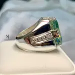 Men’s Fancy Green Moissanite Ring – Handcrafted Sterling Silver Statement Ring