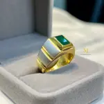 Natural Emerald Sterling Silver Handmade Ring - Gold Plated Emerald Ring - Gift