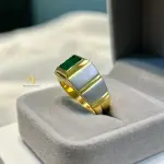 Natural Emerald Sterling Silver Handmade Ring - Gold Plated Emerald Ring - Gift