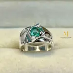 Emerald Band- Natural Emerald Sterling Silver Handmade Band Ring - Unisex Band