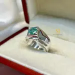 Emerald Band- Natural Emerald Sterling Silver Handmade Band Ring - Unisex Band