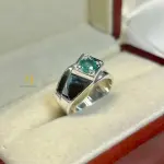 Emerald Band- Natural Emerald Sterling Silver Handmade Band Ring - Unisex Band