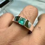 Emerald Ring - Natural Emerald Sterling Silver 925 Handmade Ring - Unisex Ring