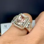Natural Topaz Sterling Silver Ring – Handcrafted Engraved Ring – Men’s Statement
