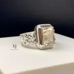 Natural Topaz Sterling Silver Ring – Handcrafted Engraved Ring – Men’s Statement