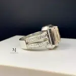 Natural Topaz Sterling Silver Ring – Handcrafted Engraved Ring – Men’s Statement